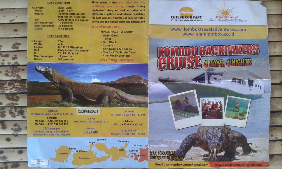 ulotka z biura na rejs na komodo